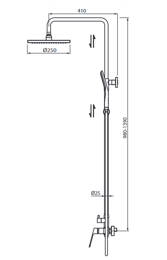 Vedo Desso Oro zestaw prysznicowy z deszczownicą 25x25 złoty VBD4007/ZL