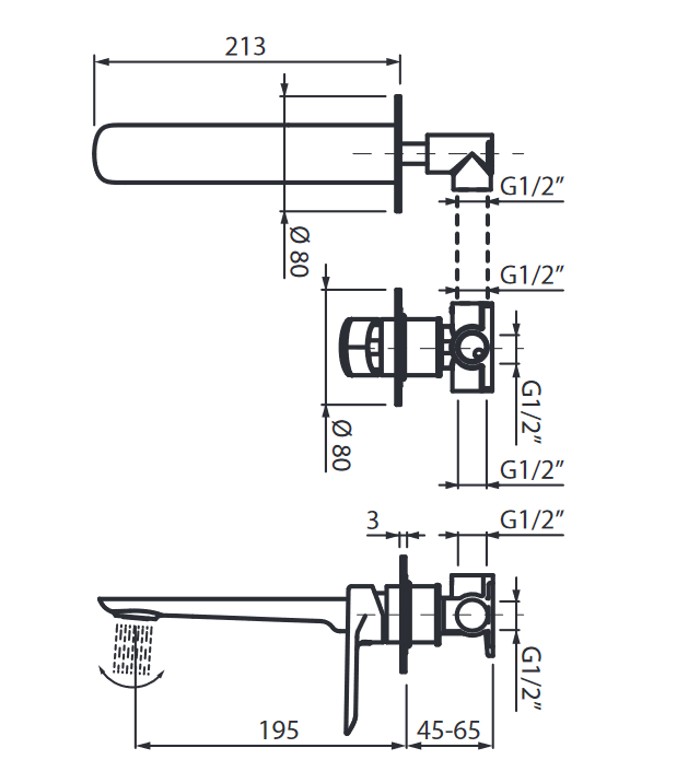 Vedo Aletta Nero bateria umywalkowa podtynkowa czarny mat VBA5012CZ
