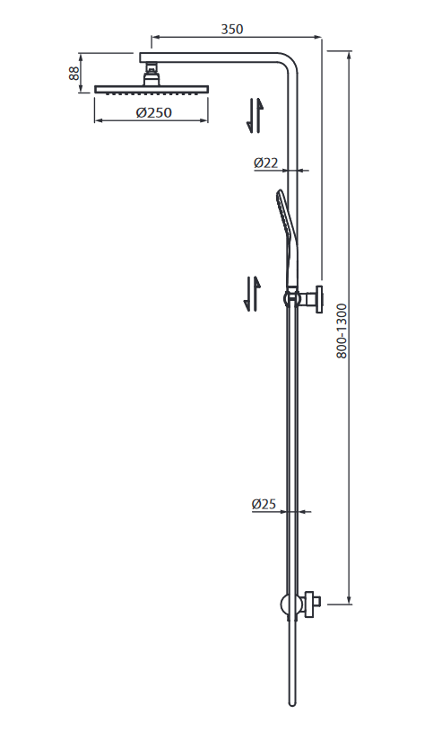 Vedo Aletta Nero termostatyczny zestaw prysznicowy z deszczownicą 25x25 czarny mat VBA5077CZ