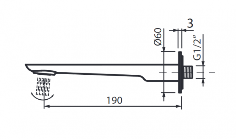 Vedo Aletta Nero wylewka wannowa 190 mm czarny mat VBA5033CZ