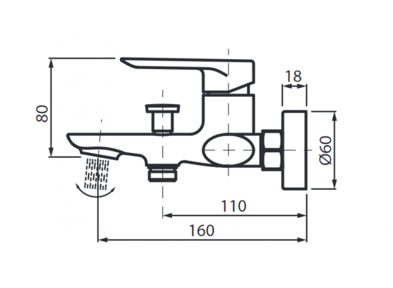 Vedo Aletta Nero bateria wannowa ścienna czarny mat VBA5006CZ