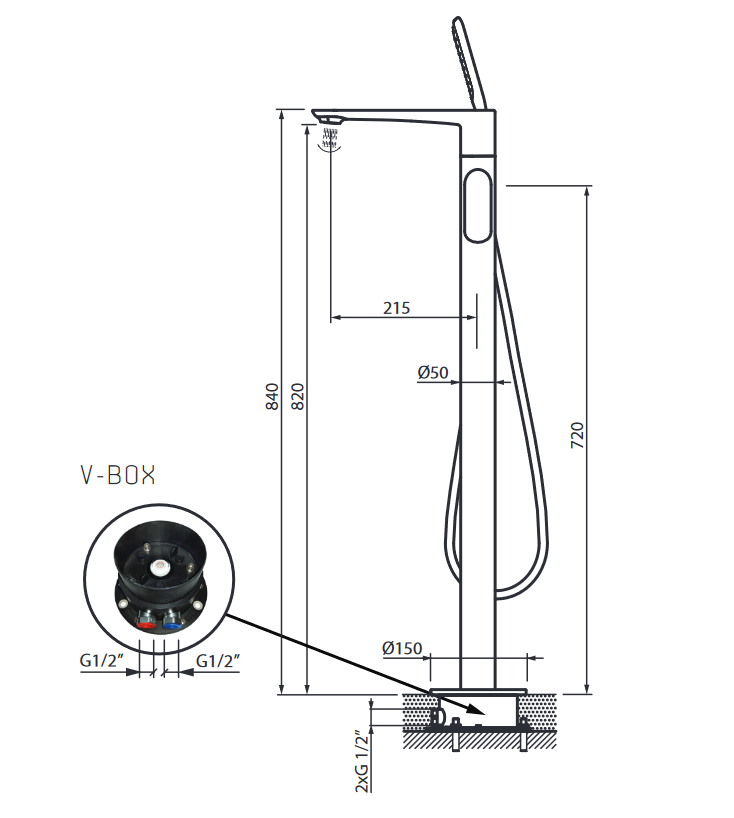 Vedo Aletta Nero bateria wannowa wolnostojąca czarny mat VBA5008CZ