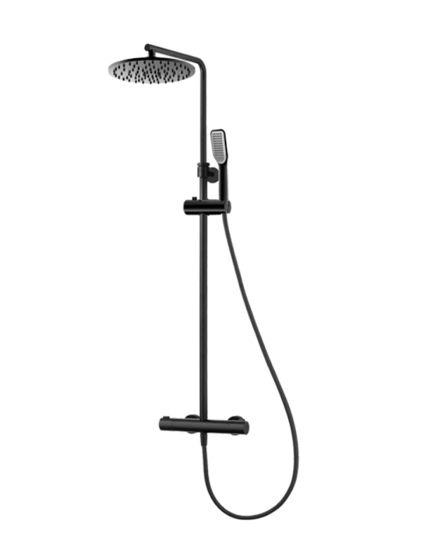 Vedo Aletta Nero termostatyczny zestaw prysznicowy z deszczownicą 25x25 czarny mat VBA5077CZ