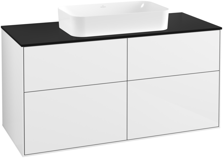 Villeroy&Boch Finion szafka pod umywalkę 120 cm z 4 szufladami i oświetleniem LED Glossy White Lacquer biały G67200GF