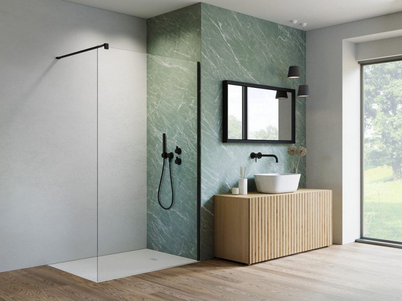 Radaway Nes Black Walk-In II kabina typu Walk-In ścianka 90 cm L/P czarny przeźroczyste Easy Clean 10013090-54-01