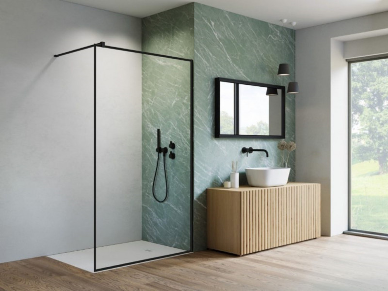 Radaway Nes Black Walk-In II Frame kabina typu Walk-In ścianka 120 cm L/P czarny przeźroczyste Easy Clean 10013120-54-56