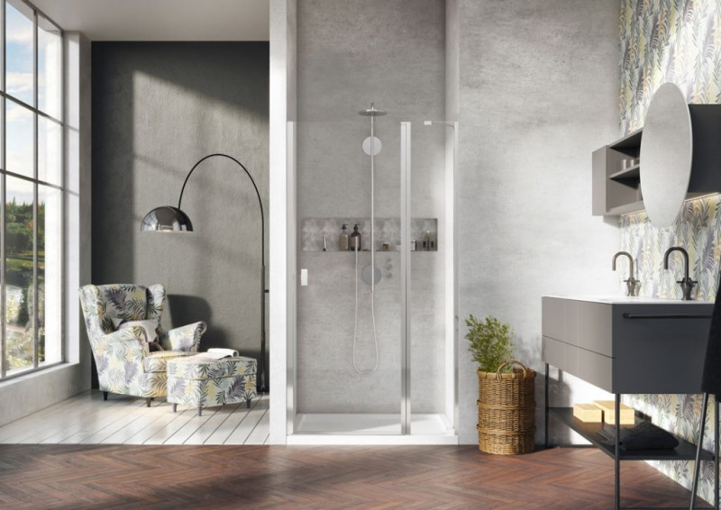 Radaway Nes 8 DWJ II drzwi wnękowe wahadłowe prawe 90 cm chrom przeźroczyste Easy Clean 10083090-01-01R