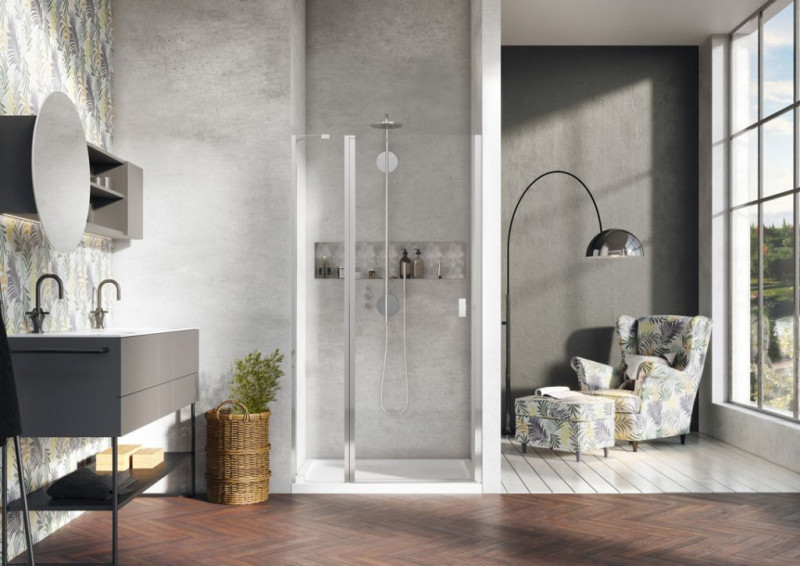 Radaway Nes 8 DWJ II drzwi wnękowe wahadłowe lewe 120 cm chrom przeźroczyste Easy Clean 10083120-01-01L