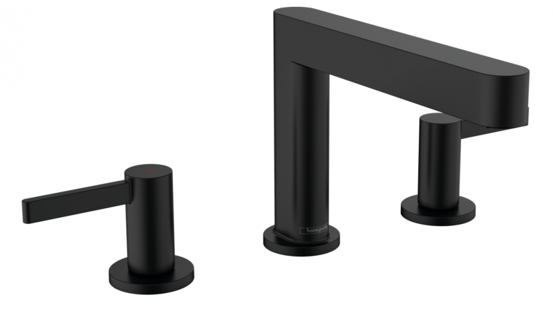 Hansgrohe FinishPlus Finoris 110 bateria umywalkowa 3-otworowa z korkiem klik-klak czarny matowy 76033670