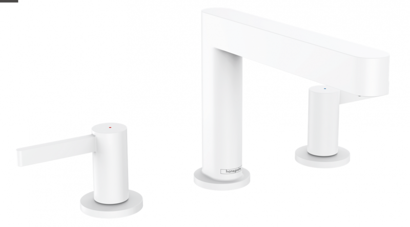 Hansgrohe FinishPlus Finoris 110 bateria umywalkowa 3-otworowa z korkiem klik-klak biały matowy 76033700