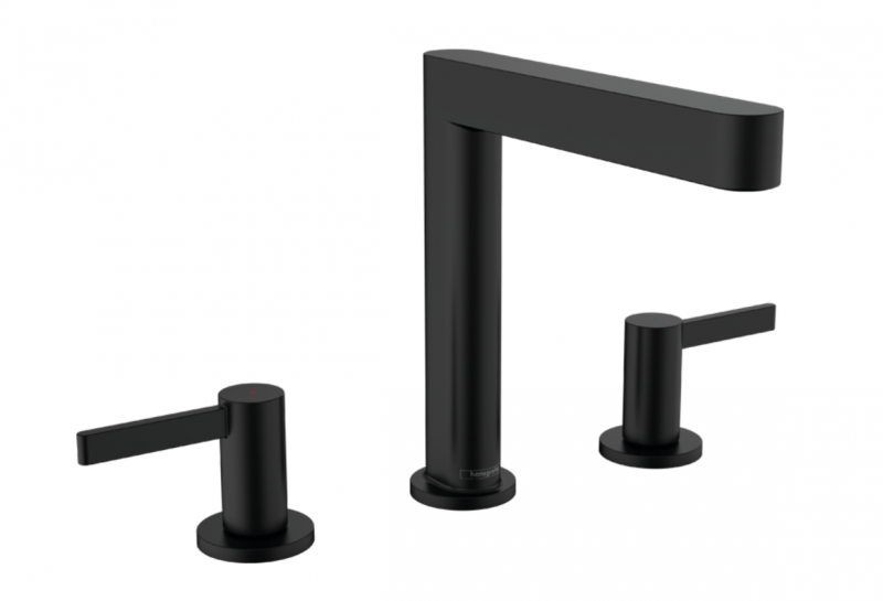 Hansgrohe FinishPlus Finoris 160 bateria umywalkowa 3-otworowa z korkiem klik-klak czarny matowy 76034670