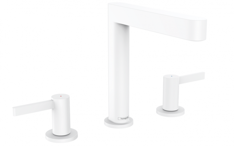 Hansgrohe FinishPlus Finoris 160 bateria umywalkowa 3-otworowa z korkiem klik-klak biały matowy 76034700