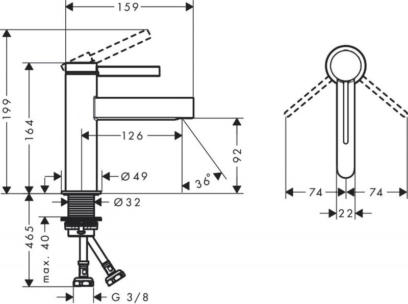Hansgrohe FinishPlus Finoris 100 bateria umywalkowa z korkiem klik-klak czarny matowy 76010670