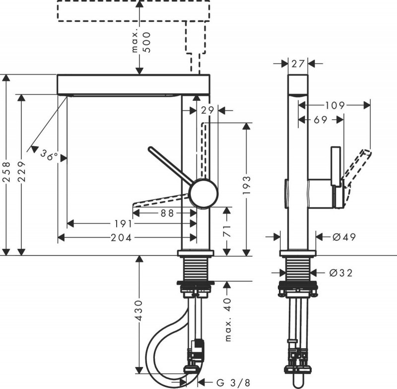 Hansgrohe FinishPlus Finoris 230 bateria umywalkowa z wyciąganą wylewką 2jet i korkiem klik-klak biały matowy 76063700