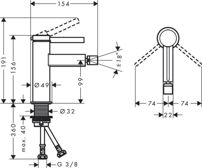 Hansgrohe FinishPlus Finoris bateria bidetowa z korkiem klik-klak biały matowy 76200700
