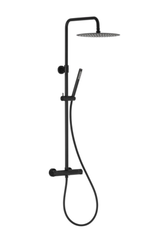 KFA Moza Black termostatyczny zestaw prysznicowy z deszczownicą 30x30 czarny 5736-920-81