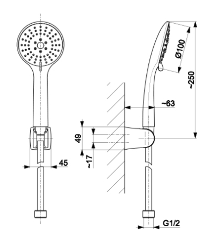 KFA Moza Black zestaw prysznicowy punktowy czarny 841-220-81