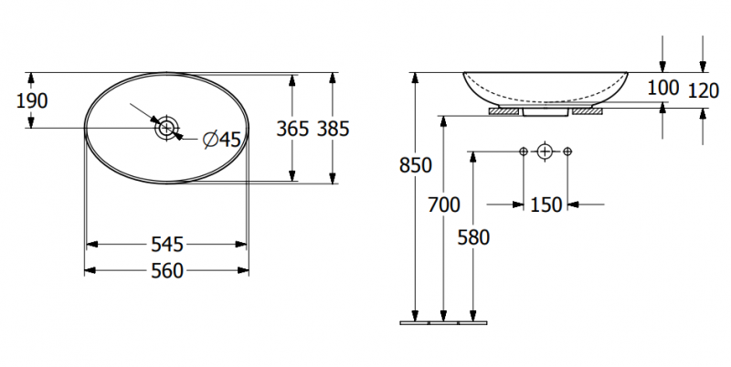 Villeroy&Boch Loop&Friends umywalka stawiana na blat owalna 56x38 cm biała Weiss Alpin CeramicPlus 4A4700R1