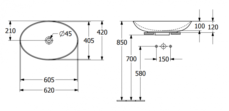 Villeroy&Boch Loop&Friends umywalka stawiana na blat owalna 62x42 cm biała Weiss Alpin CeramicPlus 4A4800R1