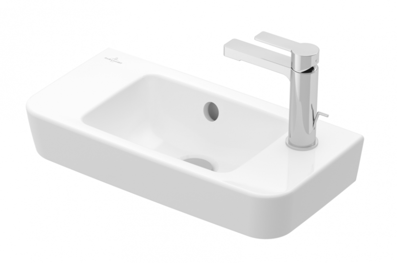 Villeroy&Boch O.Novo umywalka wisząca asymetryczna 50x25 cm prawa biała Weiss Alpin CeramicPlus 4342R5R1
