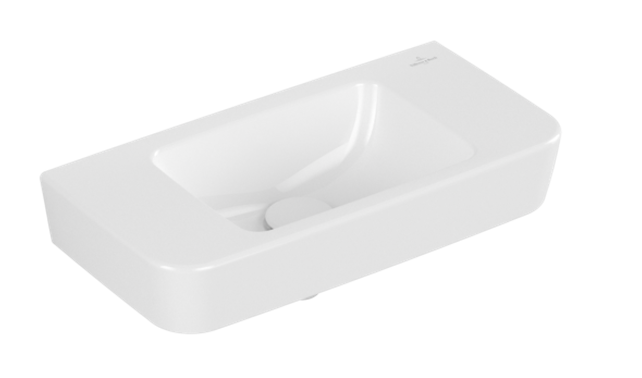 Villeroy&Boch O.Novo umywalka wisząca mała bez otworu na baterię bez przelewu 50x25 cm biała Weiss Alpin CeramicPlus 434253R1