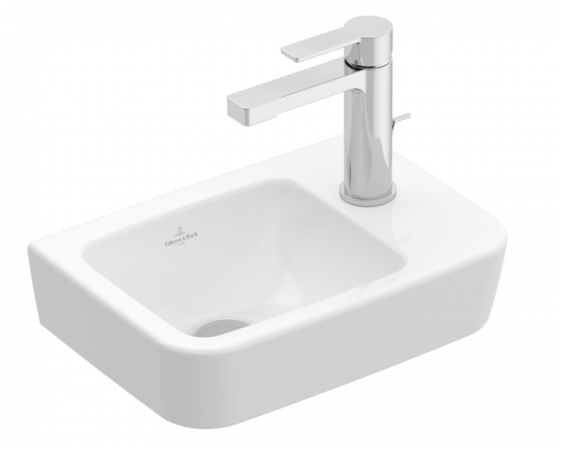 Villeroy&Boch O.Novo umywalka wisząca asymetryczna bez przelewu 36x25 cm biała Weiss Alpin 43433701