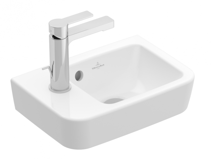 Villeroy&Boch O.Novo umywalka wisząca asymetryczna z przelewem 36x25 cm biała Weiss Alpin 43423601