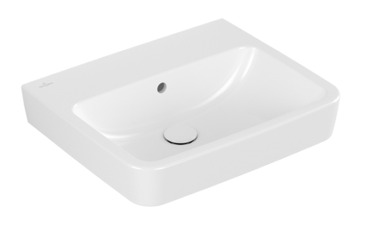 Villeroy&Boch O.Novo umywalka nablatowa bez otworu na baterię z przelewem 55x46 cm biała Weiss Alpin CeramicPlus 4A41MLR1