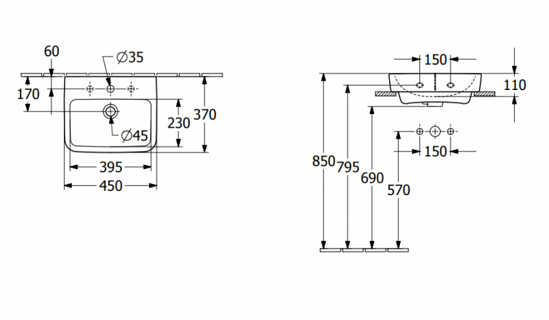 Villeroy&Boch O.Novo umywalka nablatowa z przelewem 45x37 cm biała Weiss Alpin CeramicPlus 43444GR1