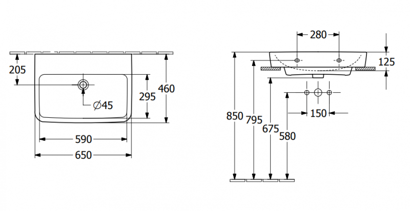 Villeroy&Boch O.Novo umywalka nablatowa bez otworu na baterię bez przelewu 65x46 cm biała Weiss Alpin CeramicPlus 4A41KFR1