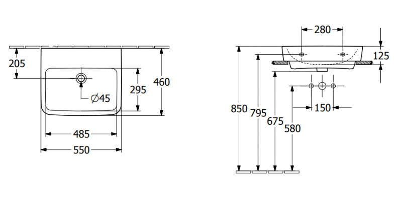 Villeroy&Boch O.Novo umywalka nablatowa bez otworu na baterię bez przelewu 55x46 cm biała Weiss Alpin 4A41MF01