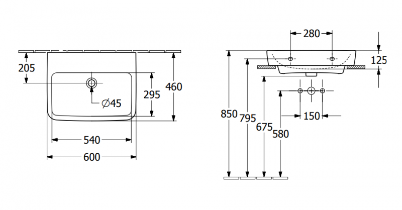 Villeroy&Boch O.Novo umywalka nablatowa bez otworu na baterię z przelewem 60x46 cm biała Weiss Alpin 4A416J01