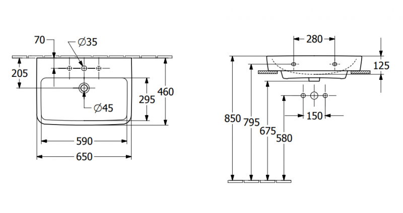 Villeroy&Boch O.Novo umywalka nablatowa z przelewem 65x46 cm biała Weiss Alpin 4A41KG01