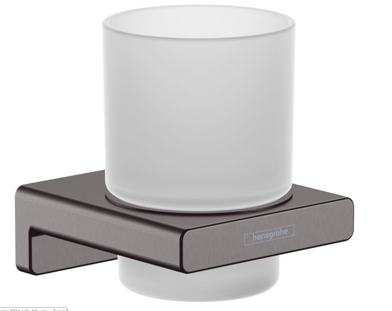 Hansgrohe AddStoris kubek wiszący szkło matowe/czarny chrom szczotkowany 41749340