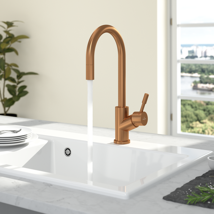 Villeroy&Boch Umbrella Flex bateria kuchenna z wyciąganą wylewką miedziany 92540004