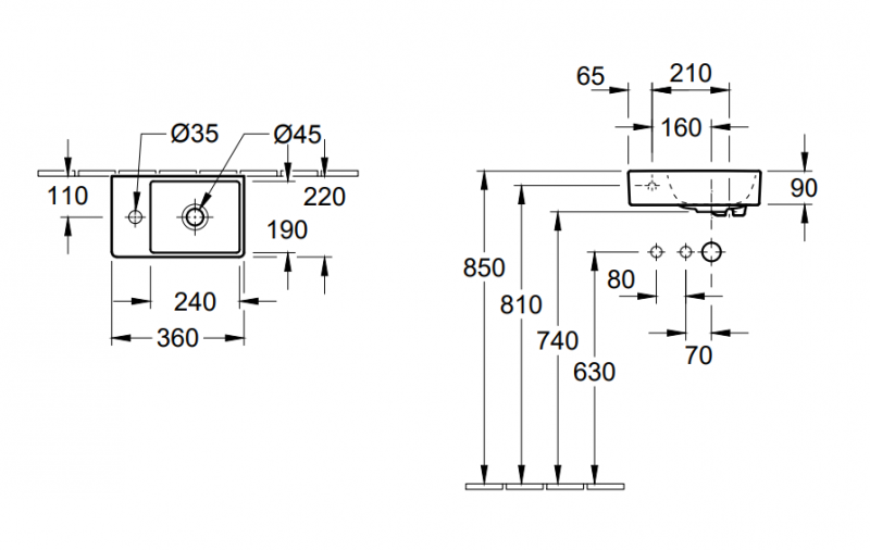 Villeroy&Boch Avento umywalka mała 36x22 cm biały Weiss Alpin 43003R01