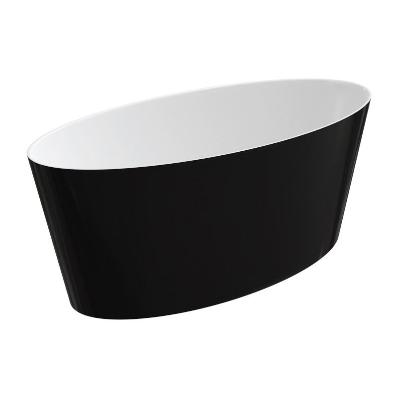 Omnires Marble+ wanna wolnostojąca 159x72 biało-czarny połysk ROMA159BCP