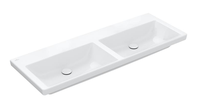 Villeroy&Boch Subway 3.0 umywalka meblowa podwójna 130x47 cm bez otworów na baterie weiss alpin CeramicPlus 4A71D3R1