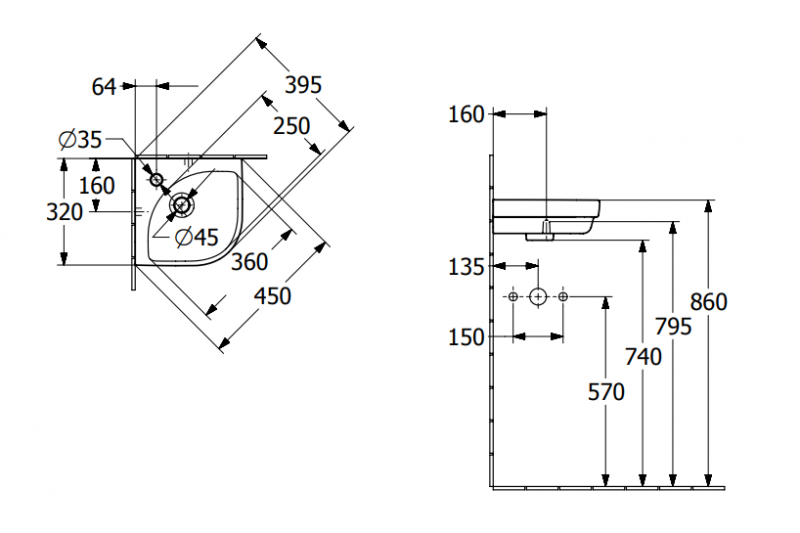 Villeroy&Boch Subway 3.0 umywalka mała narożna 32x32 cm Weiss Alpin CeramicPlus 437146R1