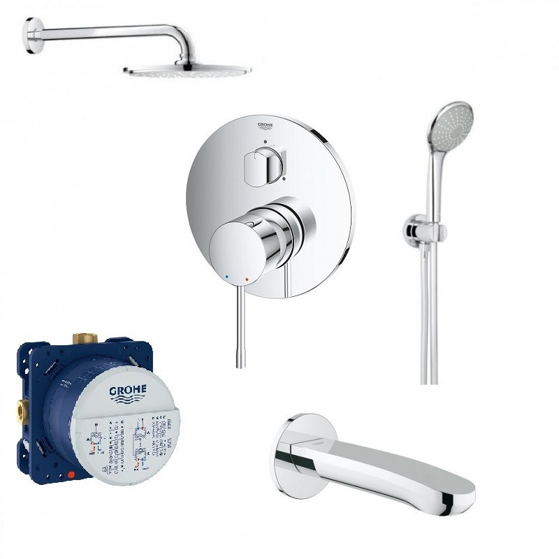 Grohe Essence zestaw podtynkowy z deszczownicą 21x21 i wylewką wannową kompletny 24092001WAN01
