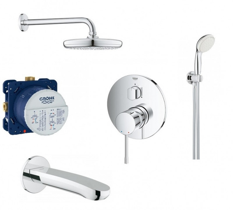 Grohe Essence zestaw podtynkowy z deszczownicą 21x21 i wylewką wannową kompletny 24092001WAN02