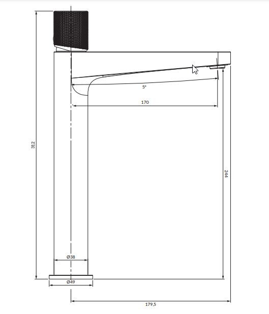 Omnires Contour bateria umywalkowa wysoka antracyt szczotkowany CT8012AT