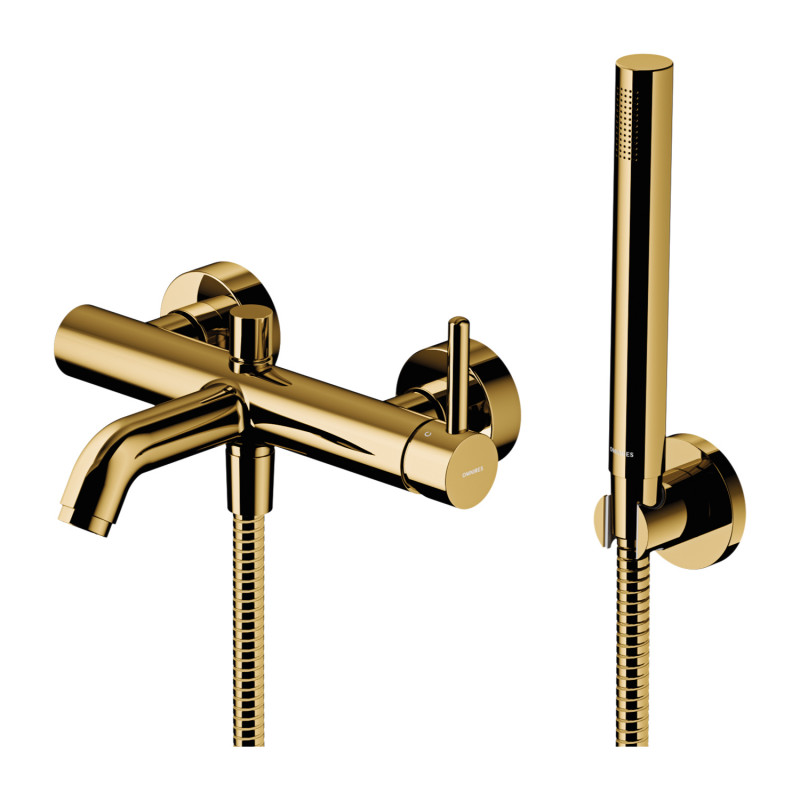 Omnires Y bateria wannowa ścienna z zestawem prysznicowym złoty Y1231GL