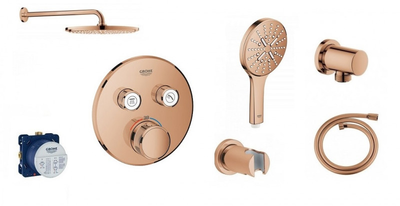 Grohe Essence zestaw podtynkowy termostatyczny z deszczownicą 31x31 kompletny warm sunset - OD RĘKI!!!