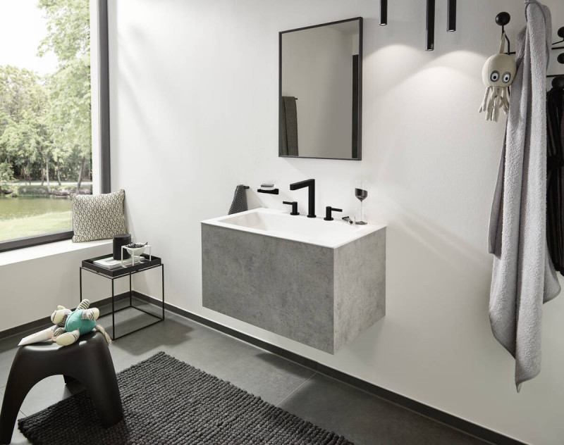 Hansgrohe FinishPlus Finoris 160 bateria umywalkowa 3-otworowa z korkiem klik-klak czarny matowy 76034670