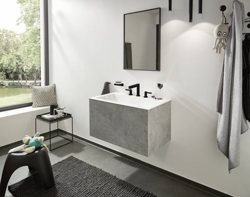 Hansgrohe FinishPlus Finoris 110 bateria umywalkowa 3-otworowa z korkiem klik-klak czarny matowy 76033670