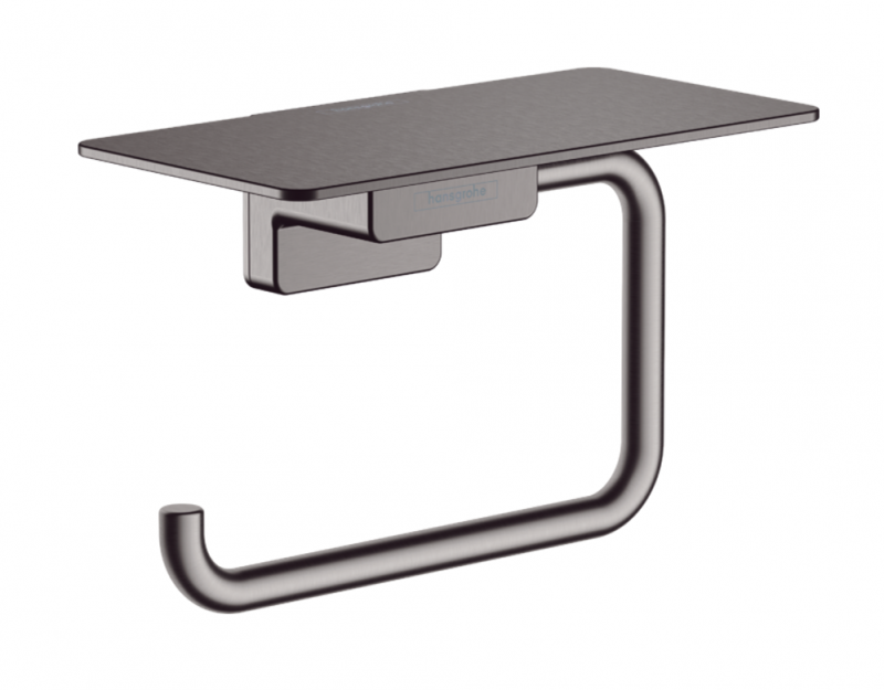Hansgrohe AddStoris uchwyt na papier toaletowy z półką czarny chrom szczotkowany 41772340