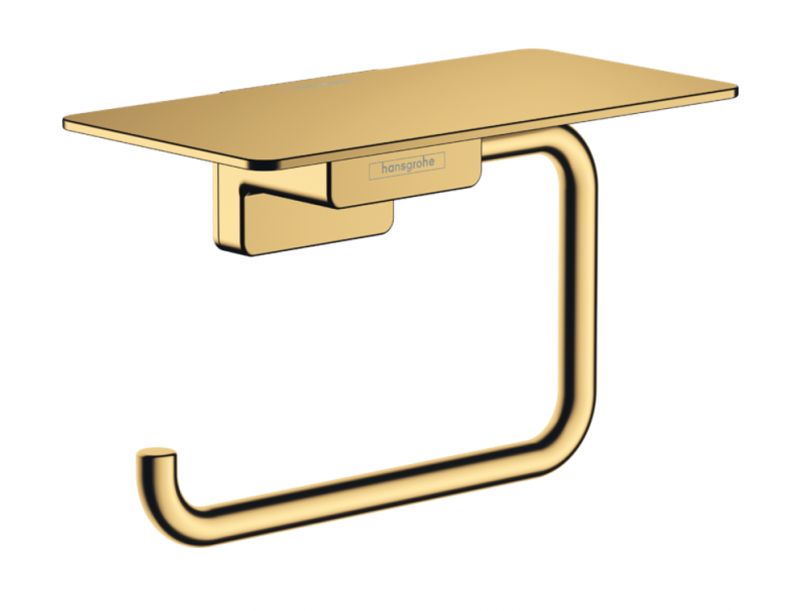 Hansgrohe AddStoris uchwyt na papier toaletowy z półką złoty optyczny polerowany 41772990