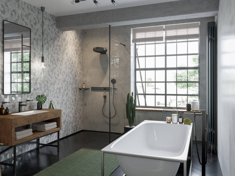Hansgrohe AddStoris kubek wiszący szkło matowe/czarny chrom szczotkowany 41749340