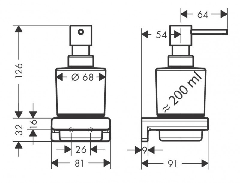 Hansgrohe AddStoris dozownik do mydła w płynie wiszący szkło matowe/czarny matowy 41745670